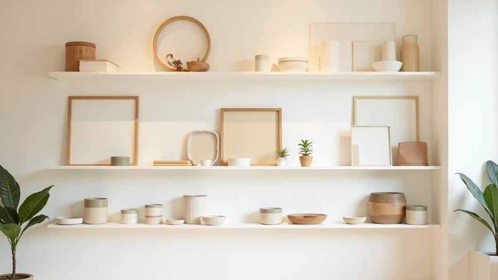 Workshop or showroom displaying various eco-friendly paints, natural finishes, and sustainable decor materials organized on shelves
